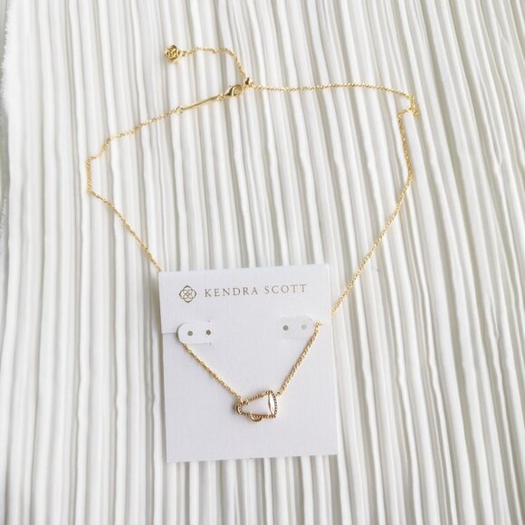 Kendra Scott Cheer White Mother-of-Pearl Gold Necklace - Picture 3 of 4